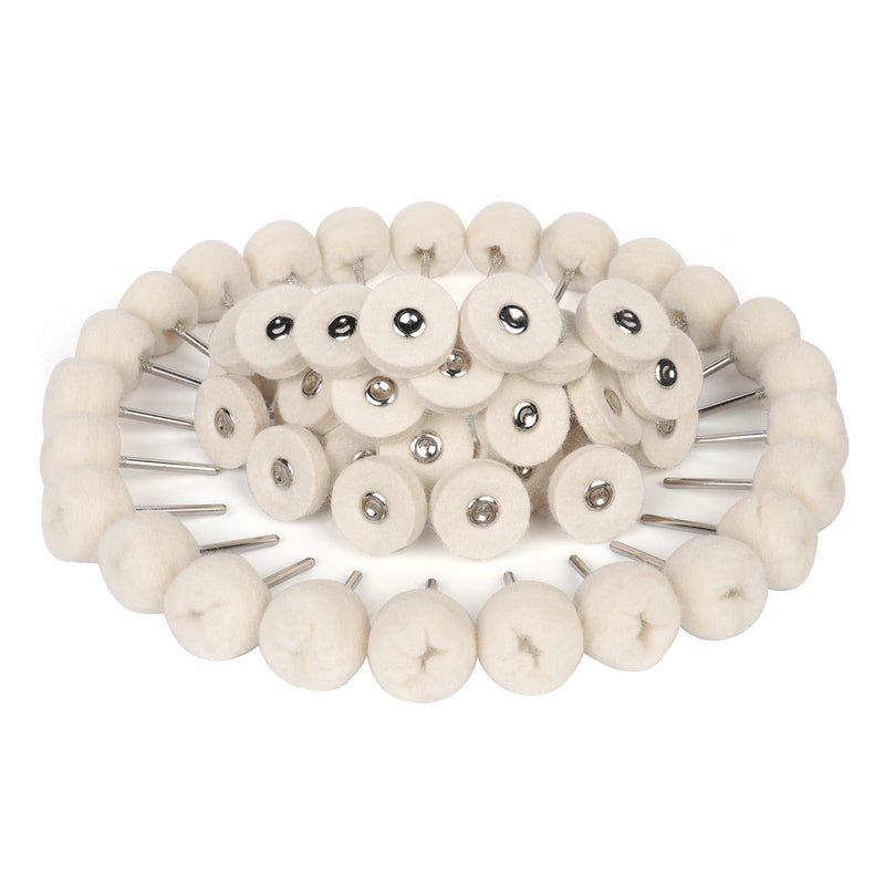 [Australia - AusPower] - Shineboc 50 Pieces Wool Felt Polishing Discs, Wool Felt Mounted Mandrel Polishing Set with 1/8 Inch Shaft Polishing Accessories for Dremel Rotary Tool Jewellery Metal Glass 