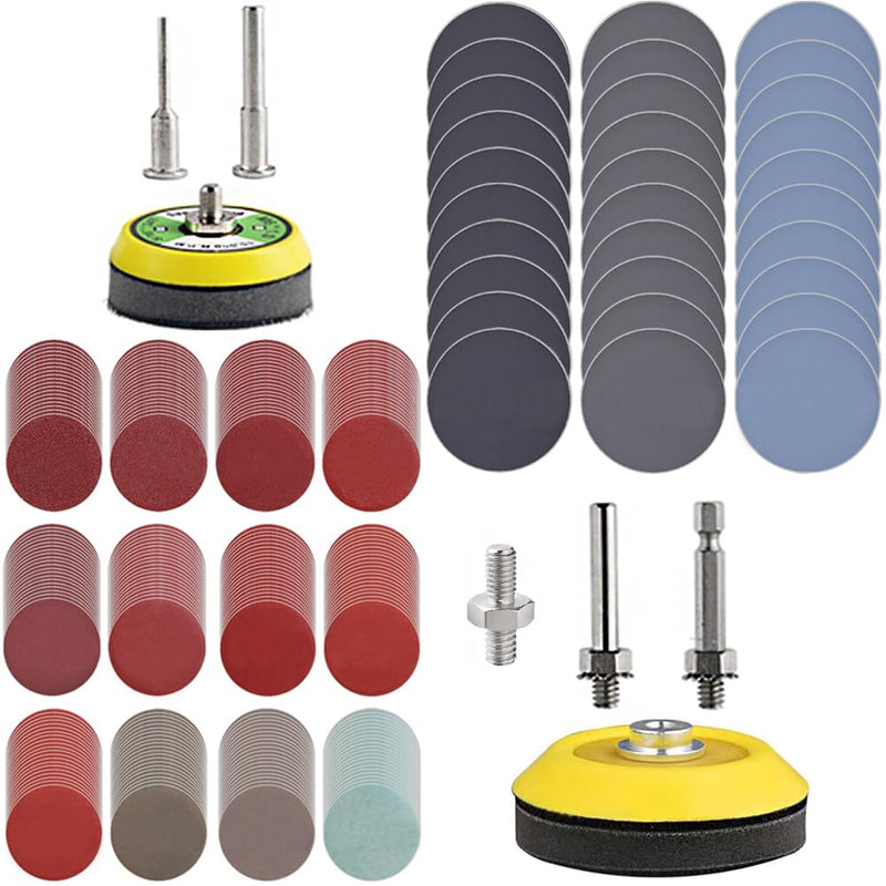 [Australia - AusPower] - 279 Pcs 1/4" Shank Backing Plates Multi Tool Sanding Discs Set for Drill Grinder Rotary Tools Attachment with 2 Pcs 1/4" Shank Backing Plates Sanding Pads Including 80-3000 Grit 