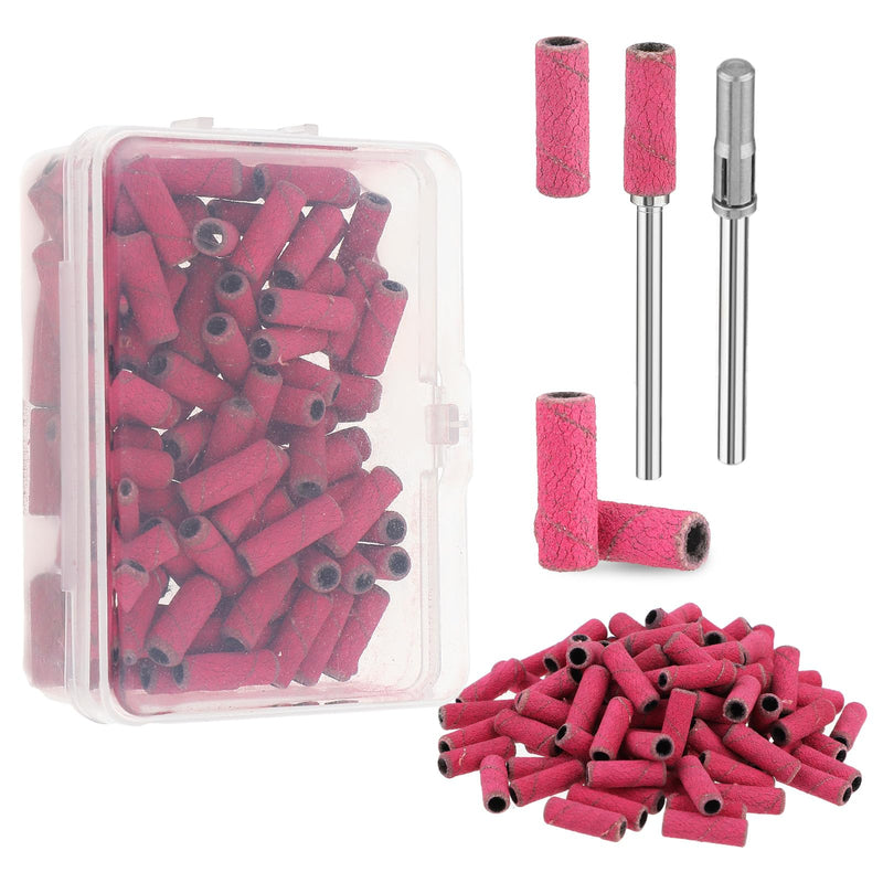 [Australia - AusPower] - Sanding Sleeves - Pack of 100 Small Sanding Belts for Nail Drills, Abeillo Mini Sanding Caps with 3.1 mm Mandrel Drills, Nail Files Sanding Belts with 180# Grit for Nail Polish, Manicure, Pedicure 