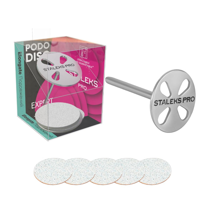 STALEKS PRO Pododisc Base L 25mm with 5 Refills 180 Grit Stainless Steel Long Shank