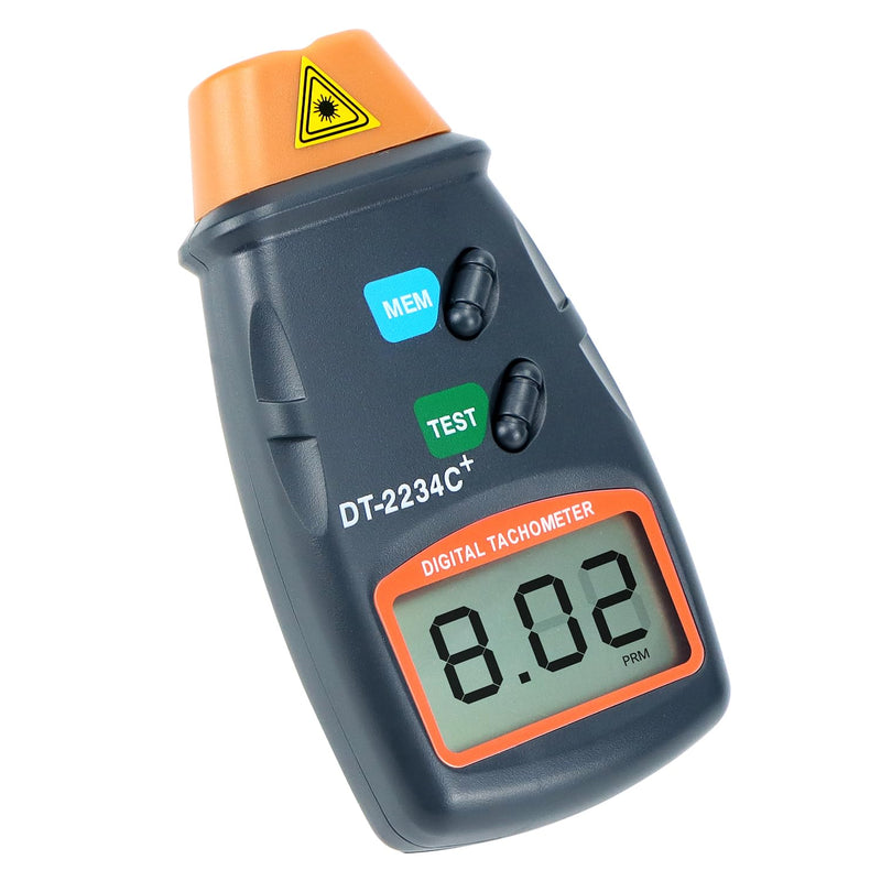 QWORK Digital Tachometer, Non-Contact Laser Photo Tachometer, Large LCD Display, Batteries Not Included