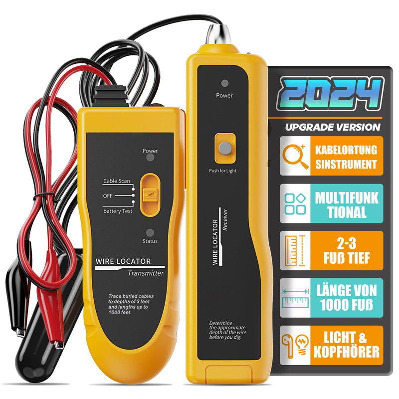 [Australia - AusPower] - YGGYM Underground Cable Finder, Cable Detector with Headphones, Cable Tester for Dog Fence Cable, Wires for Irrigation Control (Yellow) Yellow 