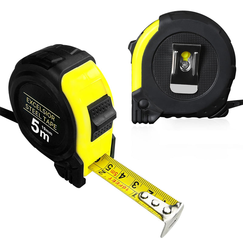 [Australia - AusPower] - Gentpovth Pack of 2 5 m Drop-proof Tape Measure with Shockproof Rubber Coating, Robust Professional Tape Measure Made of Steel in Industrial Quality, for a Wide Range of Measuring Tasks in Household, 