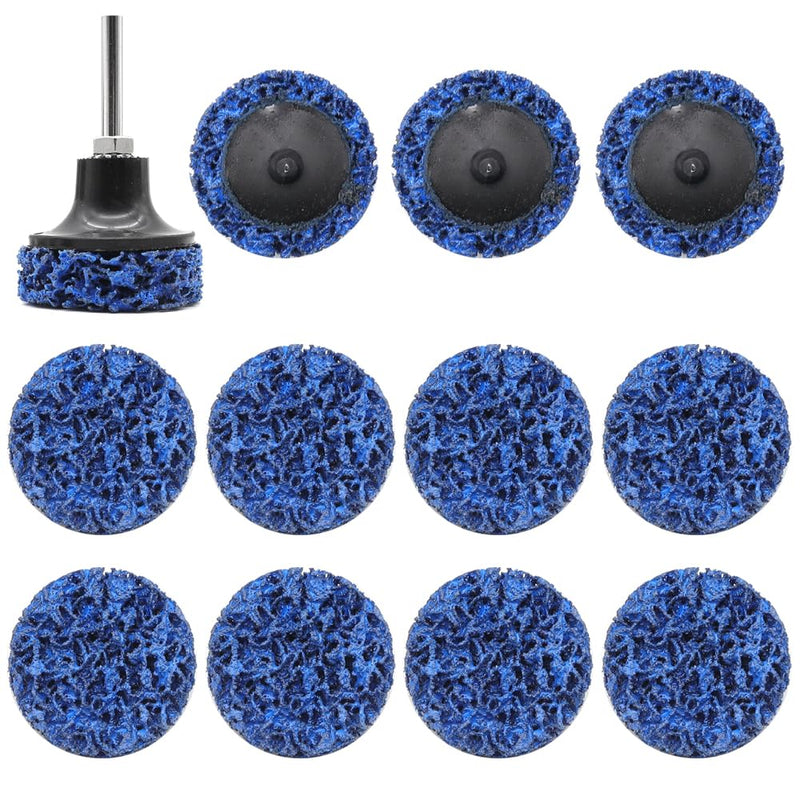 Pack of 12 2 inch CSD Disc Drill 50 mm Cleaning Discs Set with Rods Coarse Sanding Disc Nylon Fabric Disc for Surface Polishing Rust Removal (Blue) Blue