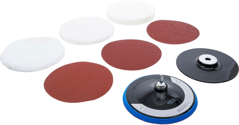 [Australia - AusPower] - BGS 74380 | Sanding and Polishing Disc Set | Diameter 180 mm | 8-Piece Set 