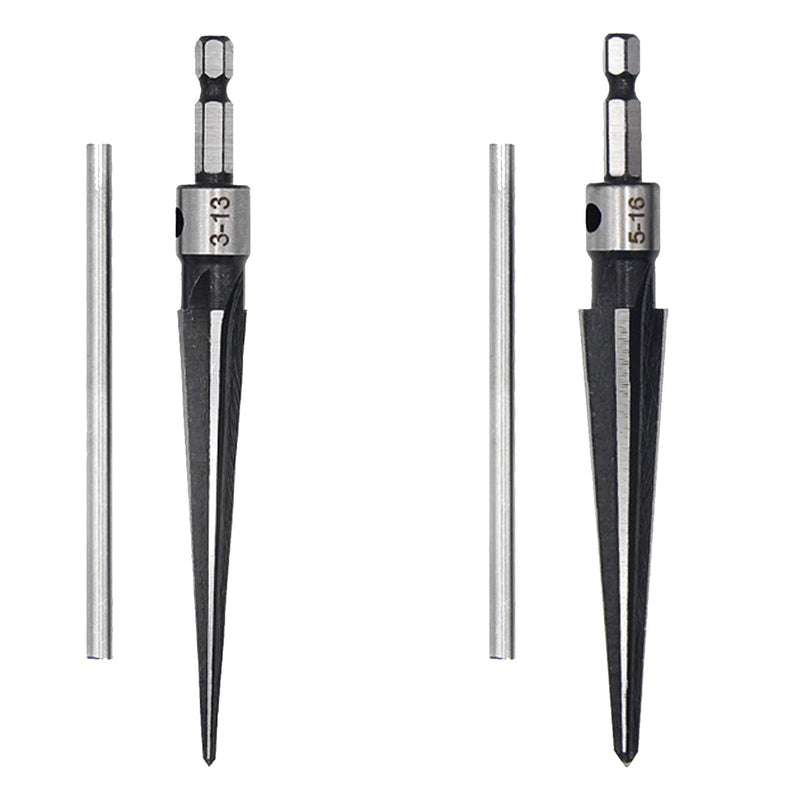 [Australia - AusPower] - 2 x Conical Reamer, Hand Reamer, Taper Reamer, for Chamfers and End Pins, for Drilling Hole 3-13 mm and 5-16 mm 