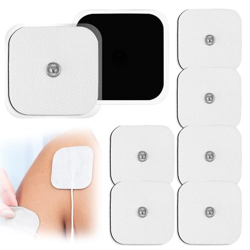 Electrode Pads Adhesive Electrodes 5 x 5 cm with 3.5 mm Snap Push Button 8 Compatible with TENS Devices and EMS Trainers Reusable