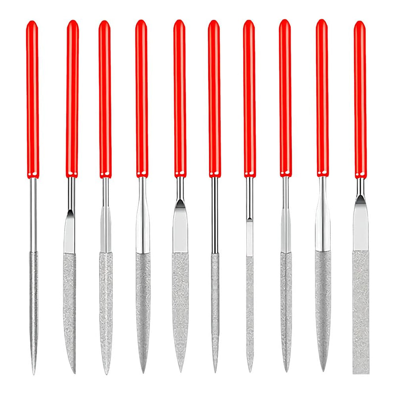 [Australia - AusPower] - Treki Mini Diamond Needle Files Set 2 x 100 mm Small Key File in 10 Models, Fine File Set of 3D Printer Accessories, Mini File Set for Filing Wood, Jewellery, Metal, Plastic, Model Making, Pack of 10 