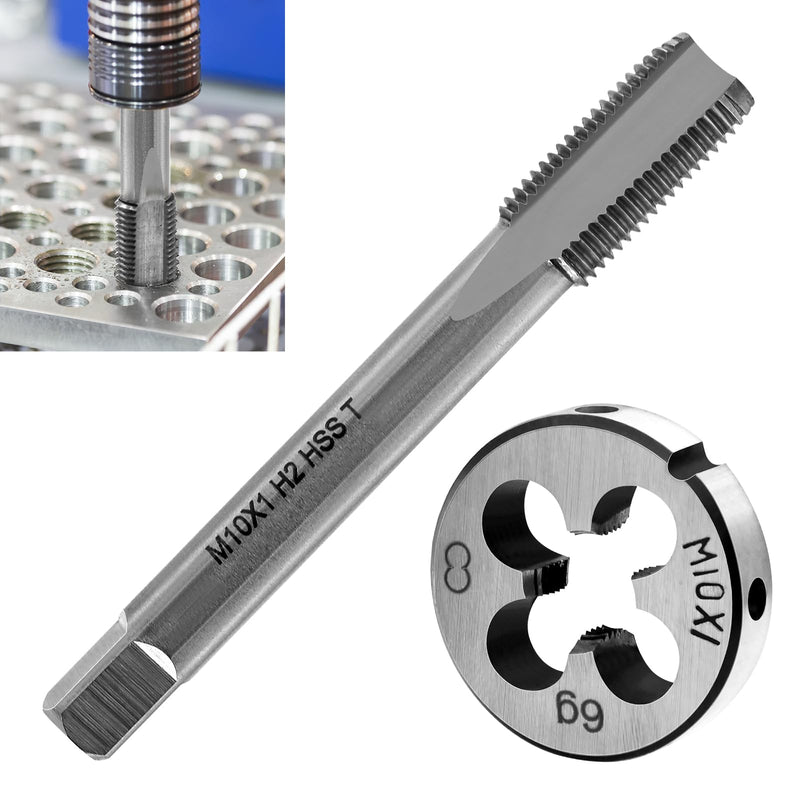 [Australia - AusPower] - TETEWEVER M10 x 1 Metric Tap, HSS Tap Die M10 Fine Thread Male Thread Straight Fluted Tap Die 