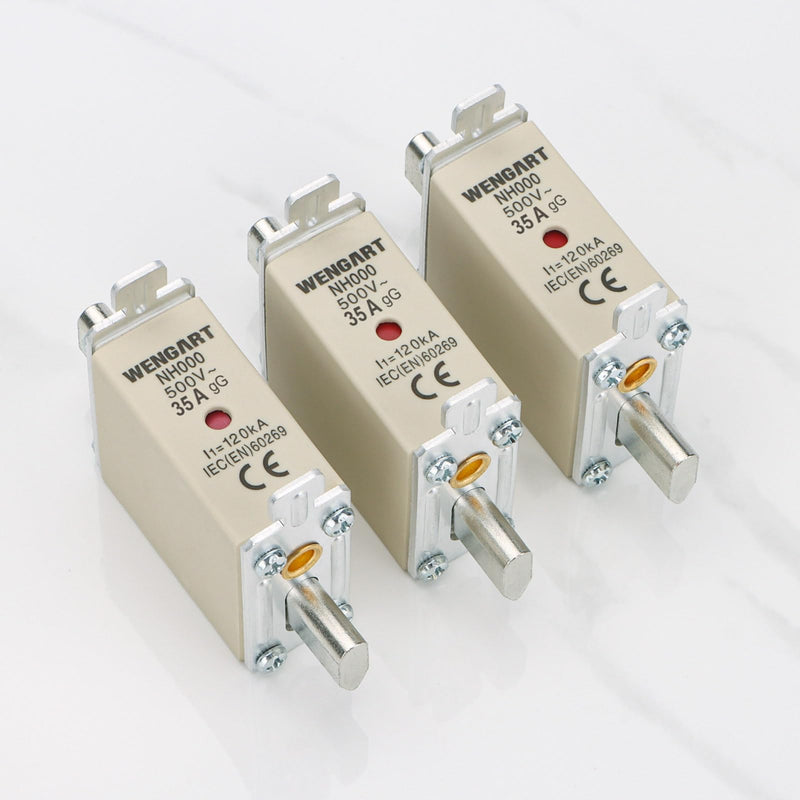 [Australia - AusPower] - Wengart Élément fusible NH NH000, AC500V 35A, gG class, 3 pieces, 120kA for general protection in low voltage distribution systems and industrial applications 
