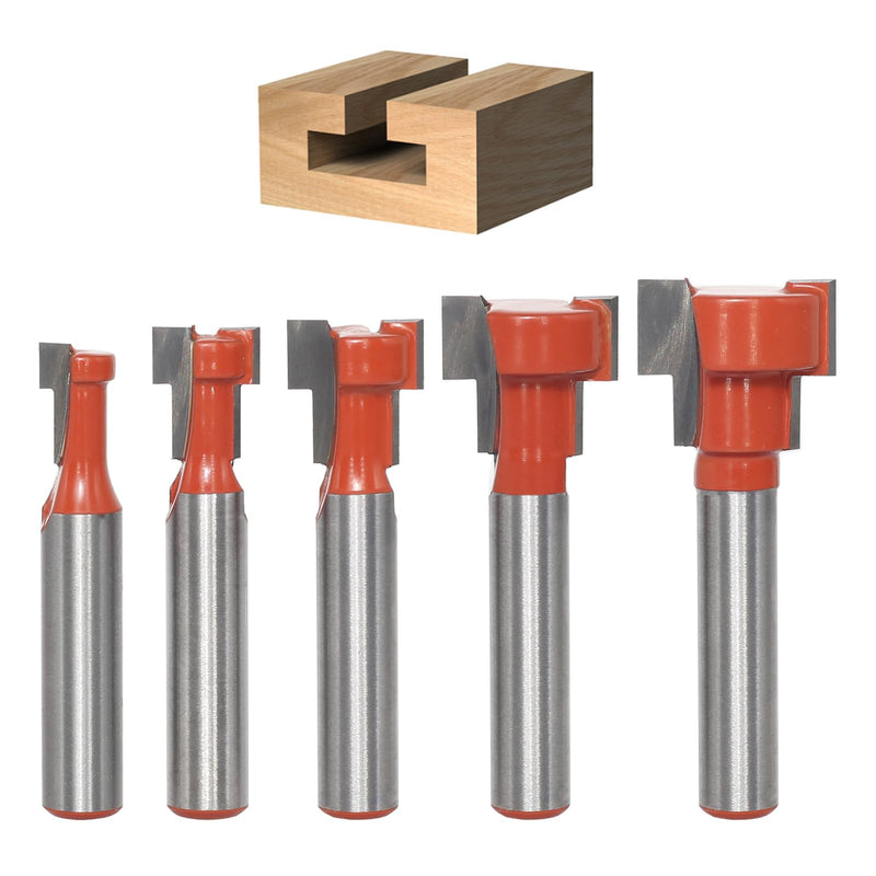 [Australia - AusPower] - AKYLIN 5-Piece T-slot cutter 8 mm shank, T-track slotted wood cutter, T-slot cutter set, cutter for router, woodworking 