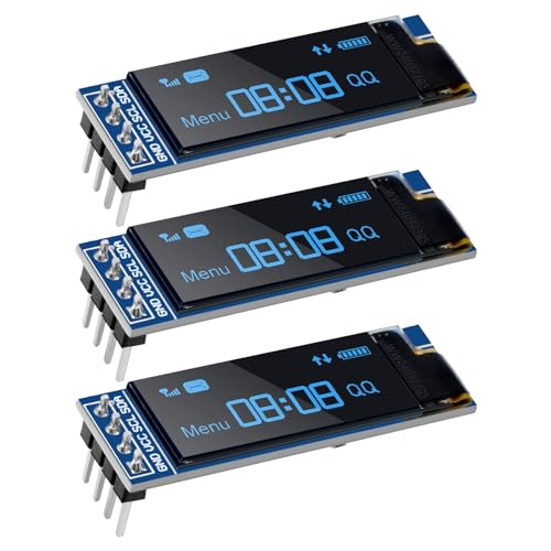 3pcs 0.91 Inch I2C Display Module, IIC I2C Display OLED Display Module 128 x 32 3.3 V/5 V for Arduino and Other Microcontrollers (Blue)