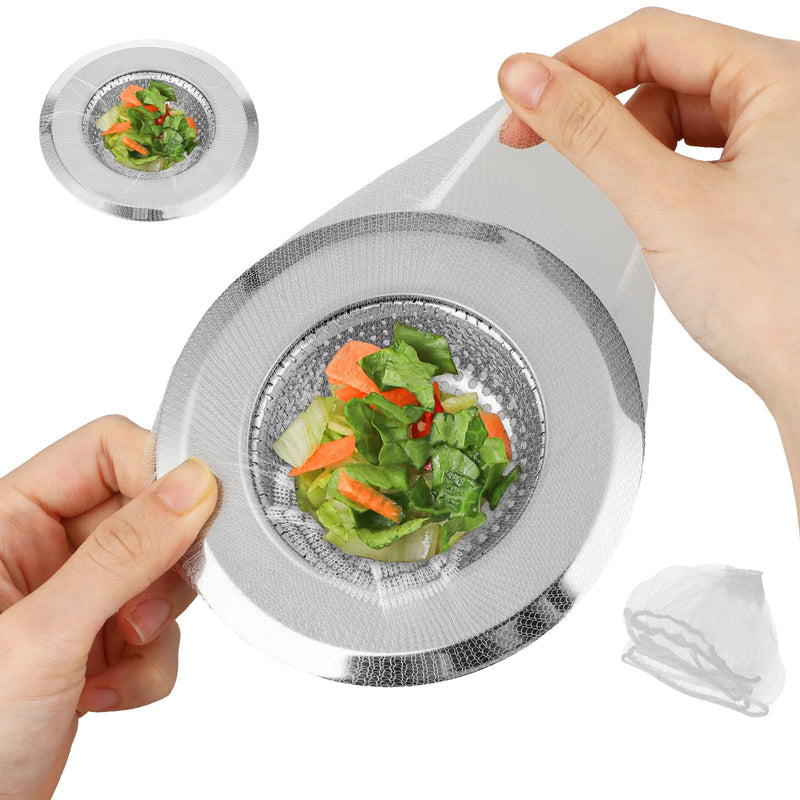 [Australia - AusPower] - Pack of 200 Sink Filter Kitchen Sink Strainer Disposable Strainer for Sinks Bin Bags Kitchen Sink Strainer Bag Filter Bags for Kitchen Sink Strainer Filter Mesh Bags Elastic Filter Bags Sink 