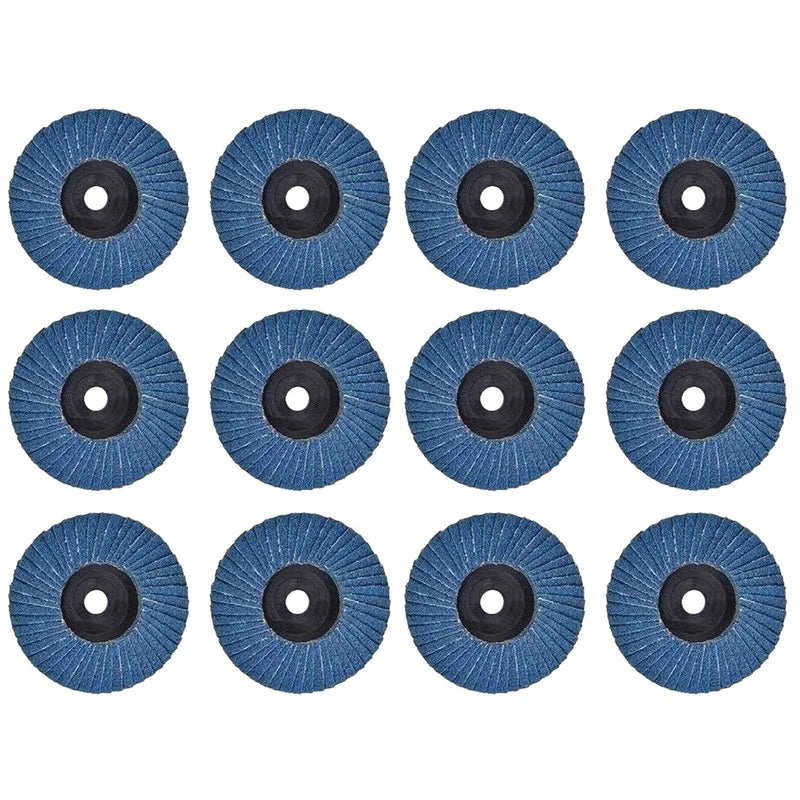 [Australia - AusPower] - Pack of 12 Flap Discs, Sanding Discs, Sanding Mop Disc, 3 Inch 75 mm, 120 Grain Flap Disc, Flap Disc for Metal, Steel, Wood, Sanding Disc, Abrasive Mop Flap Disk, Blue 