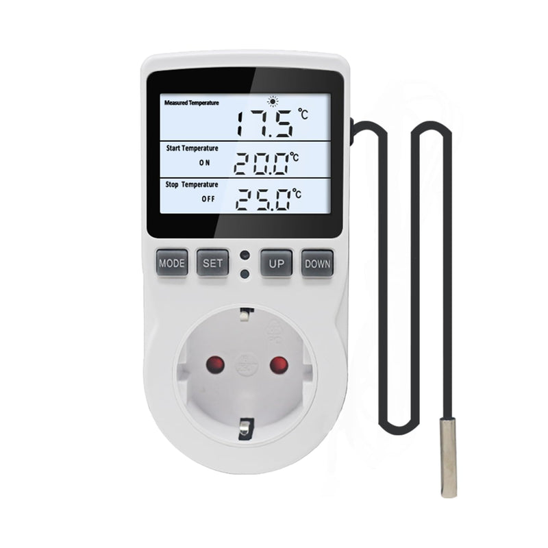 [Australia - AusPower] - KETOTEK Digital Temperature Controller Thermostat Socket 230 V with 3 m Sensor, Sockets Thermostat Heating Cooling Temperature Controlled for Greenhouse Incubator Refrigerator, Backlight KT3100BL with Backlit 