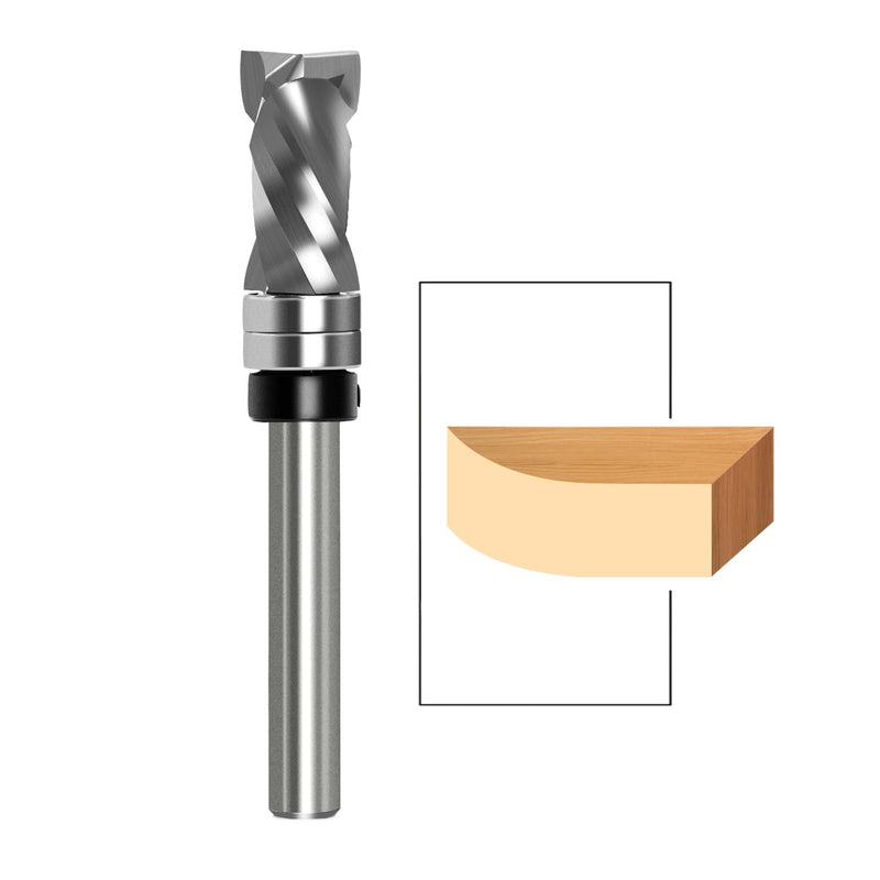 [Australia - AusPower] - Flush Cutter Spiral Cutter 8 mm Shaft - Up & Down Compression Spiral Groove Cutter 12 mm Cutting Diameter 25.4 mm Cutting Length with Double Ball Bearing, Spiral Grooved Router Cutter for Wood Cutters Ø 12mm, NL=25.4 