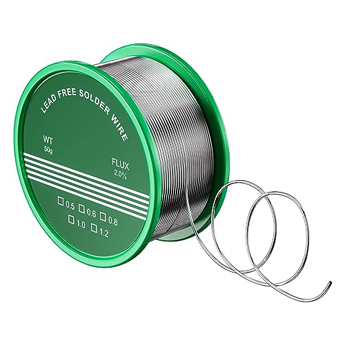 Magrimaxio Solder with flux, lead-free soldering wire with rosin core, lead-free soldering wire electronics, Sn99.3 Cu0.7, 50 g/0.8 mm, for repair, electric soldering, DIY