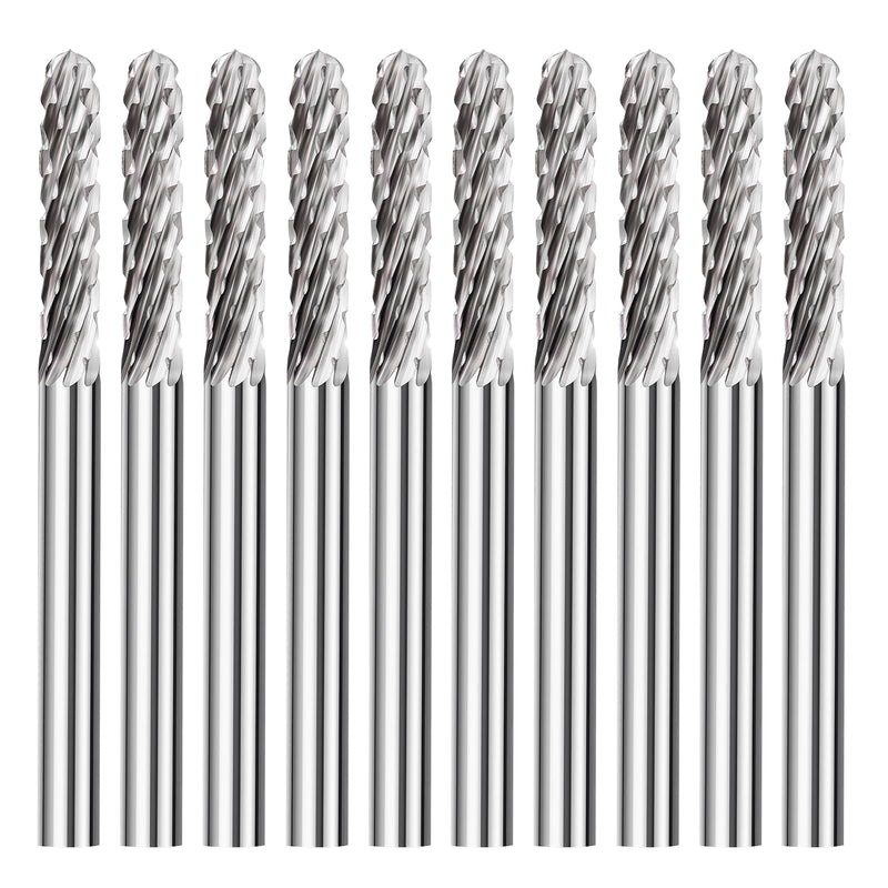 [Australia - AusPower] - BALUGAEA Carbide Burr Set with 3 mm Shank, 10 Pieces Double Cut Burr, Rotary Burr for Metal for Metal Carving, Polishing, Engraving Solid Carbide Burr 10er Set (3mm Schaft) 