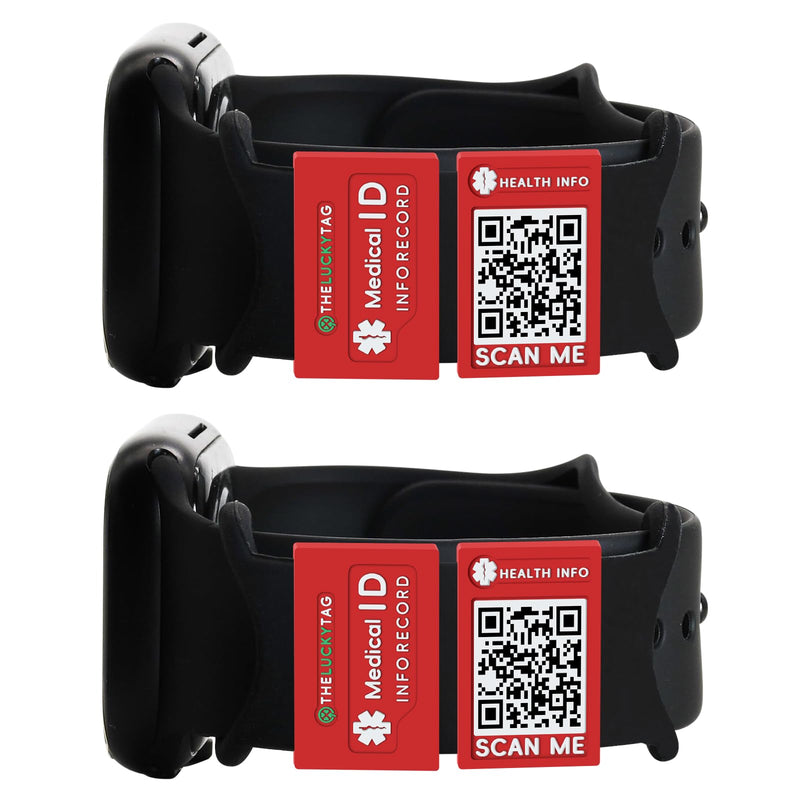 Upgraded Medical Bracelet for Men and Women with QR Code, Medical Alert ID Bracelets - Titanium Steel Bracelet Fits 8-10" Wrists - More Space Silicone Red 2pcs