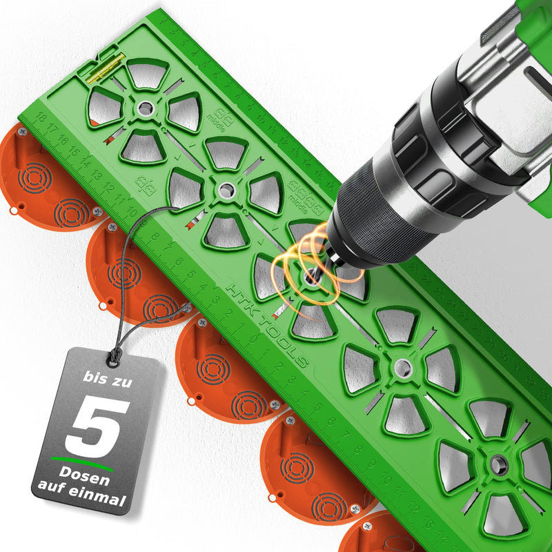 [Australia - AusPower] - HTK TOOLS Drilling Template Socket - Quick & Accurate Drawing or Drilling Directly - 71 mm Distance - For Flush-Mounted Box & Cavity Wall Socket - Electrician Spirit Level - Sockets Stencil 