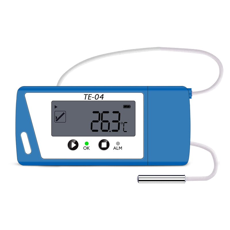 [Australia - AusPower] - ThermElc TE-04 ET Temperature Logger with External Probe, Large Display, Recording Pause Function, Automatic PDF and CSV Report, 35,000 Points, Data Logger for Cold Chain Shipping (1PCS) 1PCS 