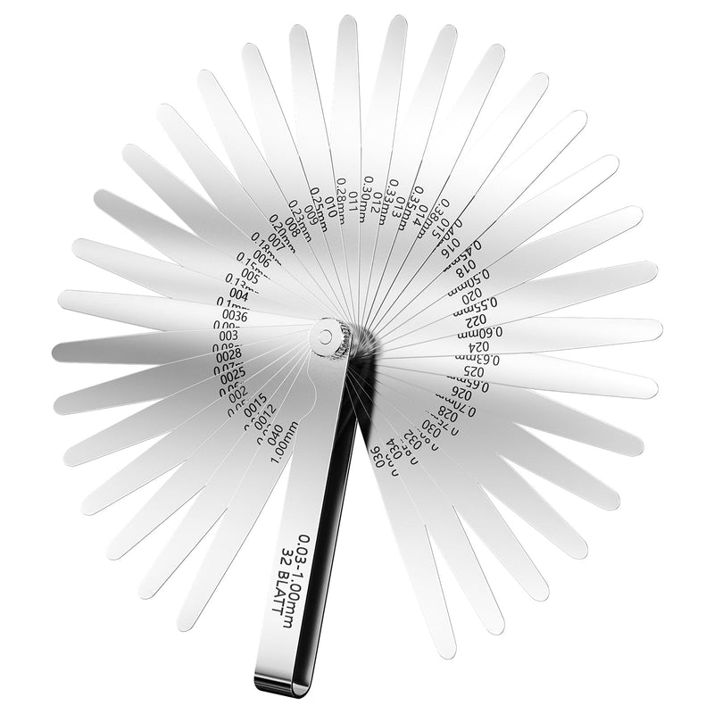 [Australia - AusPower] - Rseuphiee 32 Blades Feeler Gauge, Stainless Steel Blades Feeler Gauge, Foldable Tool Valve Gauge, Dual Marked Metric and Imperial Gap Measuring Tool for Measuring Gap Width/Thickness Sizes 