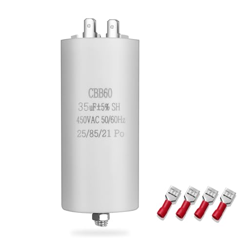 CBB60 450V 35UF 50/60HZ Capacitor, Plug-In Capacitor, Starter Capacitor, Suitable for Washing Machines, Drills, Lawnmowers and Other Electrical Devices (Four Connections)