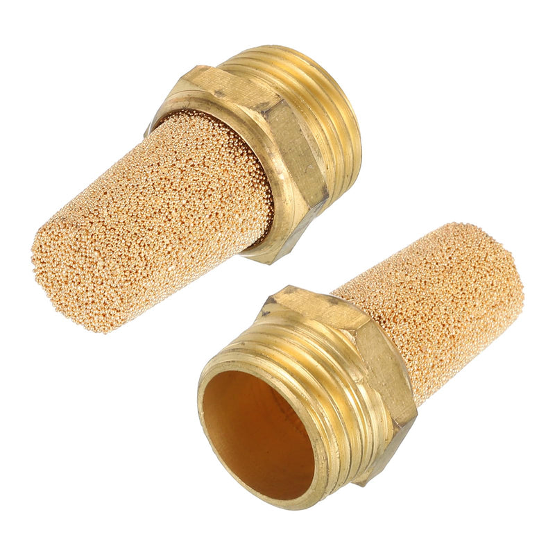QUARKZMAN Pneumatic Silencer 1/2 Inch NPT Male Long Exhaust Silencer Solenoid Valve Brass Silencer Noise Silent Air Cylinder Accessories for Valve Set of 2 | Long Exhaust Silencer Solenoid Valve Brass Silencer Noise Silent Air Cylinder Accessories