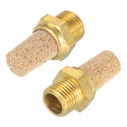 QUARKZMAN Pneumatic Silencer 1/8 Inch NPT Male Long Exhaust Silencer Solenoid Valve Brass Silencer Noise Silent Air Cylinder Accessories for Valve Set of 2 | Male Long Exhaust Silencer, Silencer Noise Silent Air Cylinder Accessories, for Valve