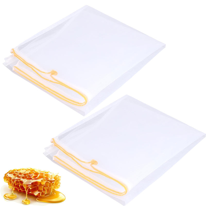 [Australia - AusPower] - PEUTIER Pack of 2 Honey Filter Bags, 57.5 x 46 cm, Fine Mesh Nylon Strainer Bag with Adjustable Drawstring, Reusable Honey Filter Cloth, Nut Milk Bag, Beekeeping Supplies for Beginners for Farmers 