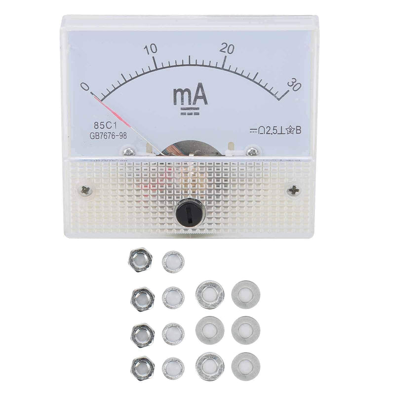 Pack of 2 Ammeter Analogue Voltmeters, 85C1 DC 0-30MA Ammeter Pointer Electric Tester for Voltage Stabilisers | Pointer Voltmeter, ABS, Distributors