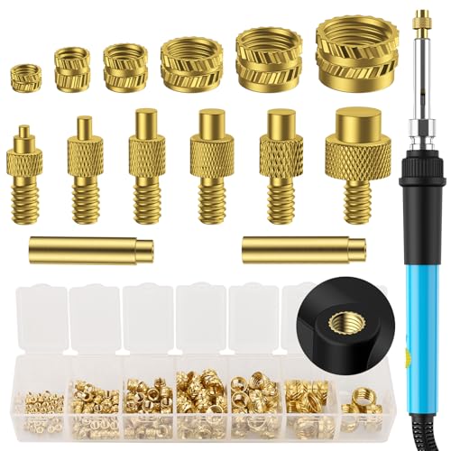 Preciva Threaded Inserts Soldering Tips Set, 6-Piece Soldering Tips for Thread Insert + 130-Piece Thread Inserts M2/M3/M4/M5/M6/M8