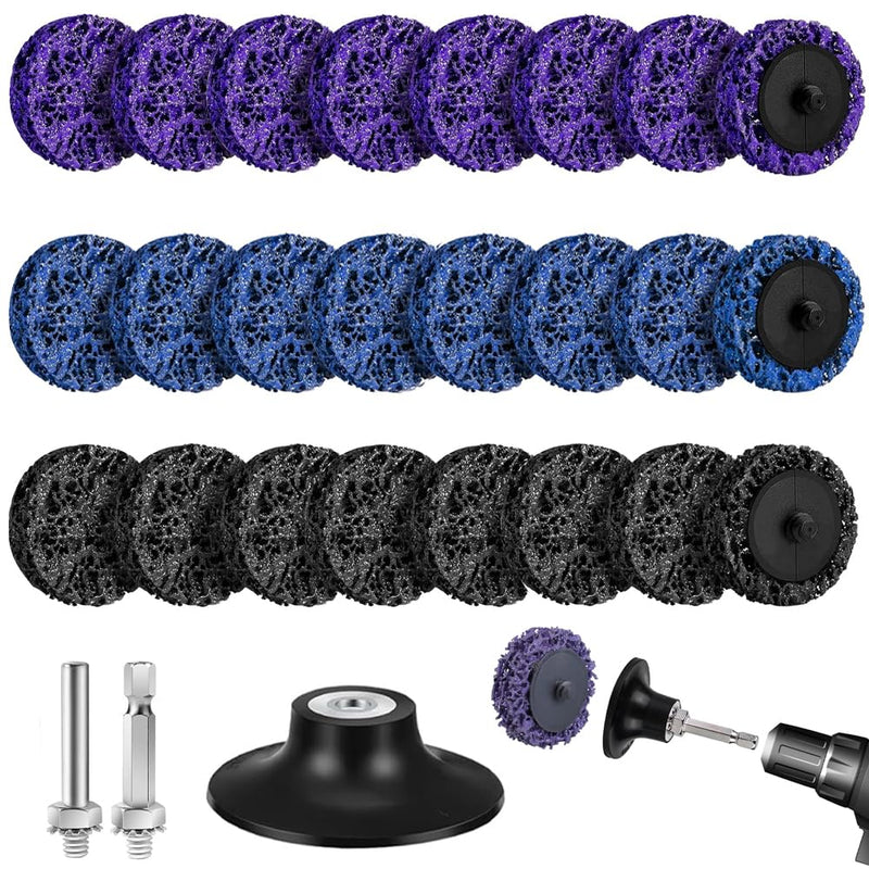CSD Disc, Grinding Disc, Coarse Cleaning Disc Set | Nylon fabric disc paint removal rust polishing for angle grinders (24, black, blue and purple, 50 mm) 50mm 24