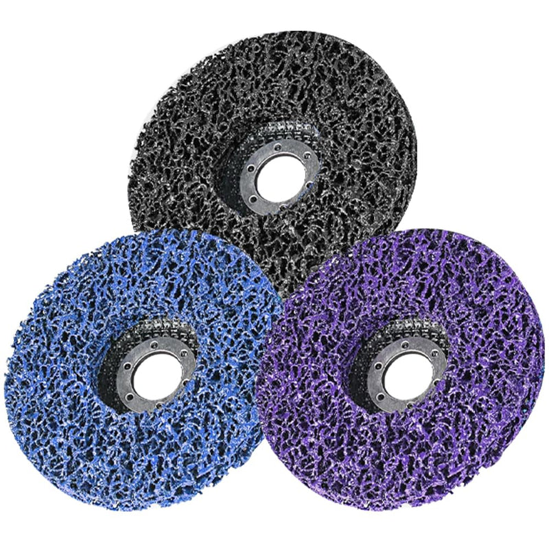 [Australia - AusPower] - 125 mm CSD Disc, Grinding Disc, 3 Pieces, Coarse Cleaning Disc, Cleaning Disc Set, Nylon Fabric Disc, Paint Removal, Rust, Polishing for Angle Grinder, Purple, Black 