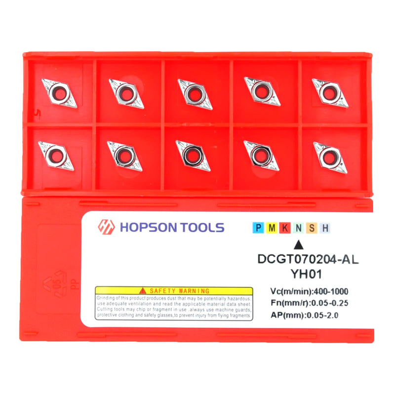 [Australia - AusPower] - Hopson Tools DCGT070204-ALU Indexable Inserts, HM Indexable Inserts for Machining Aluminium or Non-ferrous Metals (Pack of 10) DCGT070204-AL 