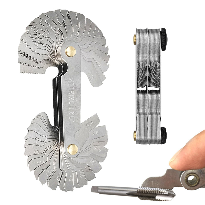 [Australia - AusPower] - 52 Sheets Stainless Steel Thread Pitch Gauge 24 Sheet Metric 60 Degree 0.25-6.0 mm and 28 Blade Whitworth Thread 55 Degree 4G - 62G Thread Template Rust Protection Thread Gauge Metric Inch 