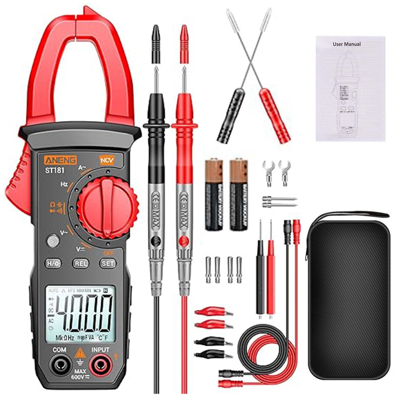 Digital Current Clamp AC DC Multimeter - True-RMS 4000 Counts Current Meter | Ammeter with automatic range selection for measuring AC/DC voltage current resistance capacity continuity NCV detection