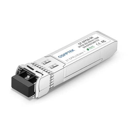 QSFPTEK 25G SFP28 Module 850nm 100m DDM, VSEL+PIN Multi-Mode Transceiver 25GBASE-SR SFP28 Optical Transceiver Module for Cisco SFP-25G-SR-S, up to 100m with DDM