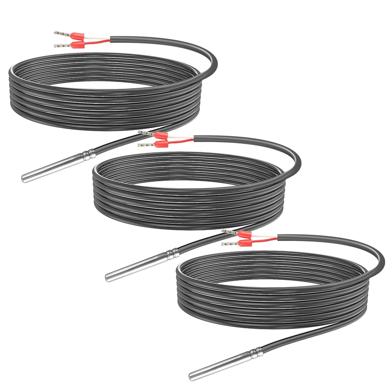 [Australia - AusPower] - Vegena Pack of 3 Pt1000 Temperature Sensor, Digital Temperature Sensor, Pt1000 Temperature Sensor with PVC Cable, Cable Sensor, Temperature Sensor, Stainless Steel Tube Probe for Temperature 