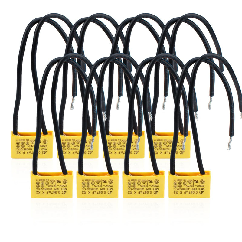 Safety Capacitors 275 V 0.047uF X2 Anti-Interference for Differential Interference Capacitors 18 x 11 x 5 mm, Pitch P 100/100 mm, Pack of 8 0.047uF 100mm/100mm