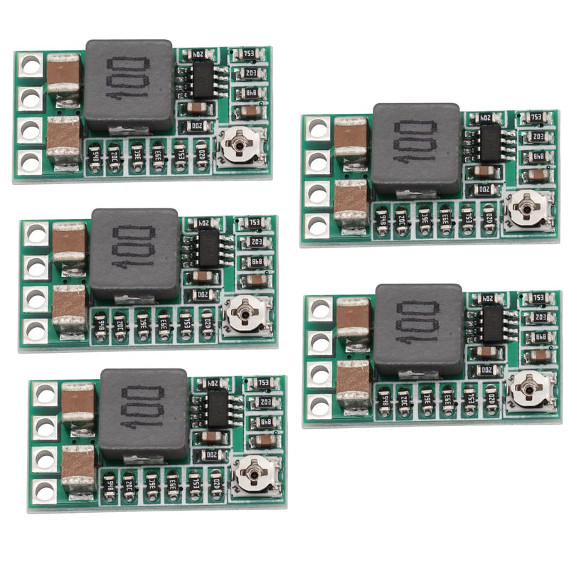 Mini Step-Down Power Supply Module Power Supply Adjustable Voltage Regulator DC-DC 4.0-20V, 12V 24V to 5V 3A Power Module (Pack of 5)