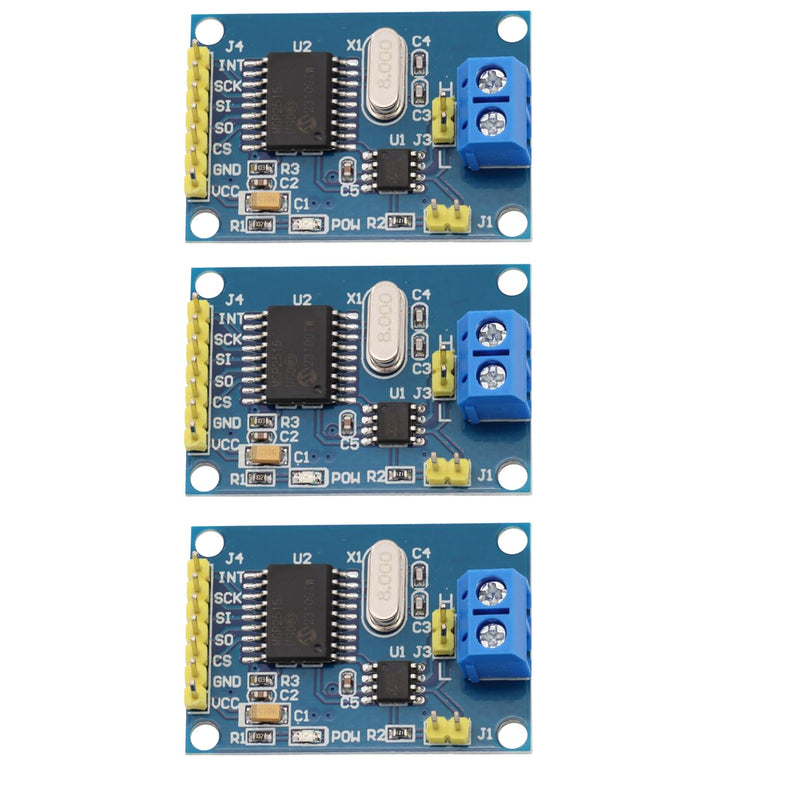 [Australia - AusPower] - Heevhas MCP2515 CAN Bus Module DC 5V TJA1050 Receiver Module SPI Controller Interface Card Behavior Module (Pack of 3) 