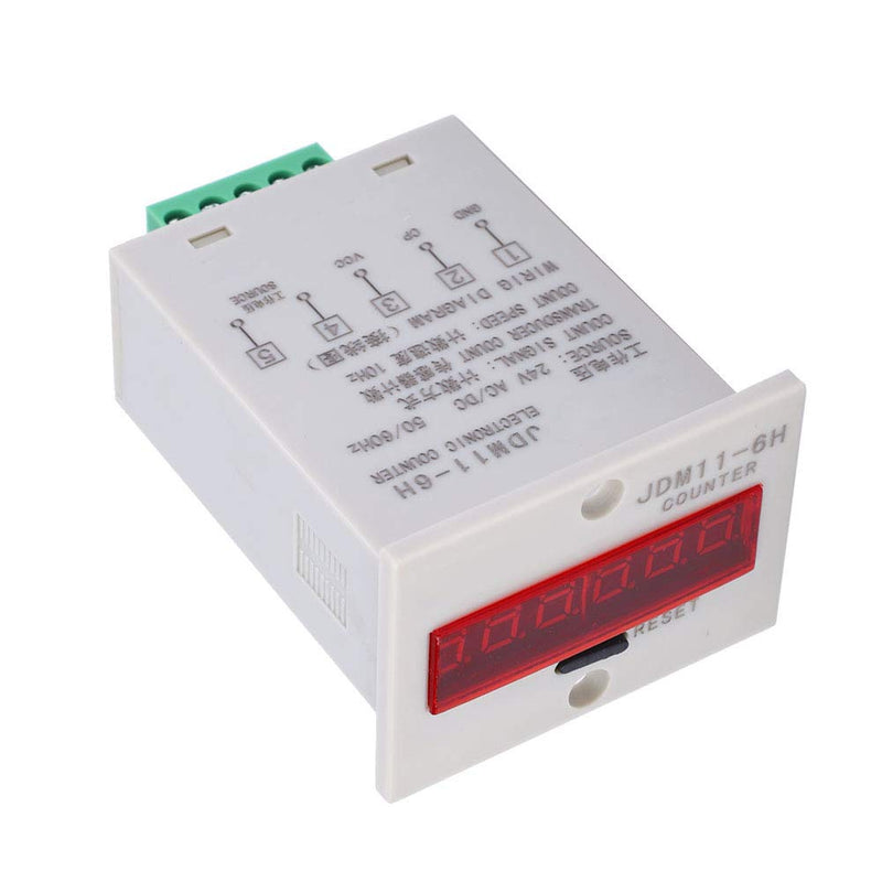 [Australia - AusPower] - JDM11-6H Electronic Counter 6 Digits LED Digital Display Counter Relay Converter Counting Professional Accessories (AC/DC24V) AC/DC24V 