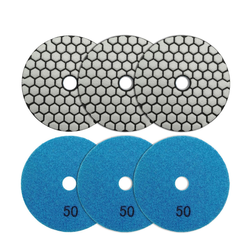 [Australia - AusPower] - SHDIATOOL Dry Diamond Polishing Pads Grain 50 100 mm Concrete Diamond Grinding Discs Marble Granite Stone Polishing Pack of 6 