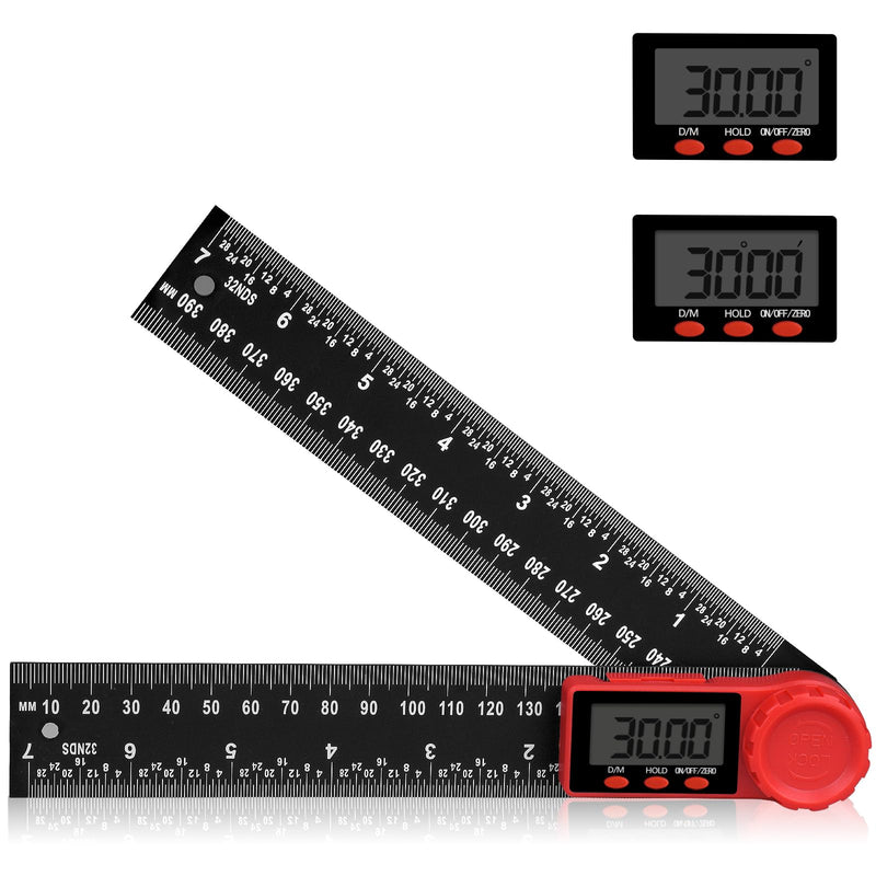 2-in-1 Digital Protractor with LCD Display, Hold and Locking Function, 360° Rotating Angle Ruler for Mechanical Engineering, Woodworking and Measurement - 400 mm 200mm (7.87 Zoll)