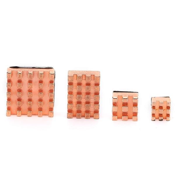 Pure Copper Heatsink Self Adhesive Passive Quiet Cooling with 4 Professional Heatsinks for All Raspberry Pi 4B Models
