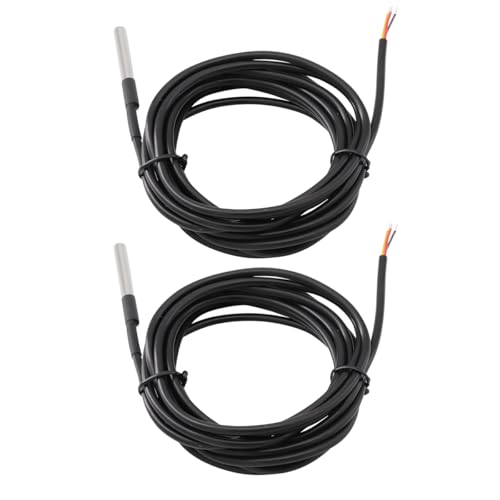 3 Metre Stainless Steel Temperature Sensor Waterproof Temperature Sensor Digital Thermal Probe Temperature Sensor Cable (Pack of 2) 2PCS 3 Meter