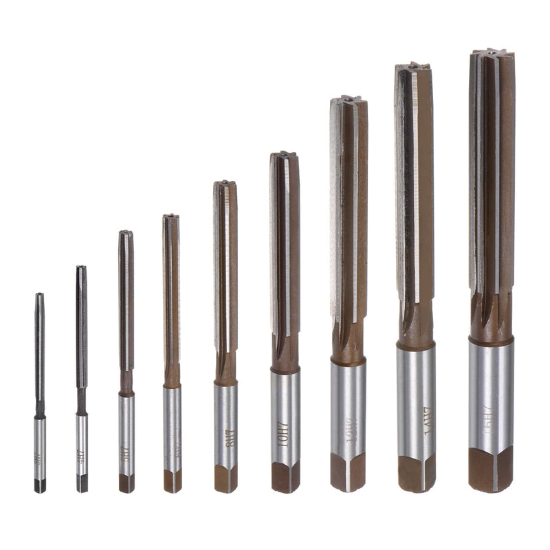 [Australia - AusPower] - QUARKZMAN 9pcs Hand Reamer Set 3mm 4mm 5mm 6mm 8mm 10mm 12mm 14mm 16mm H7 Metric Alloy Steel Reamer Bit Steel Cutting Tool for Reaming Holes 