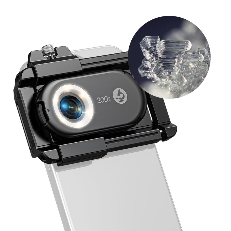 [Australia - AusPower] - CAMOLO 200 x Mobile Phone Microscope Mobile Phone Magnifying Glass 200X Phone Microscope Cannabis Apexel Microscopes Mobile Phone HD Digital Microscope Lens for iPhone Pixel Samsung Xiaomi Medium 