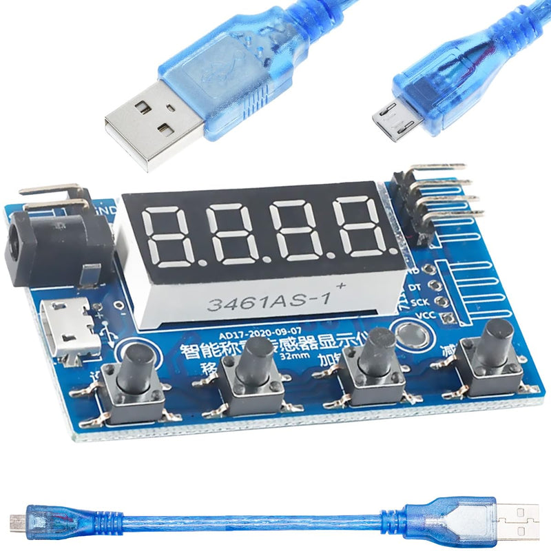 [Australia - AusPower] - DAOKAI HX711 Weight Sensor Load Cell Module A/D Module Digital Load Cell Module Display 24-Bit Weighing Meter Electronic Scale Display Meter with Micro to USB Cable 